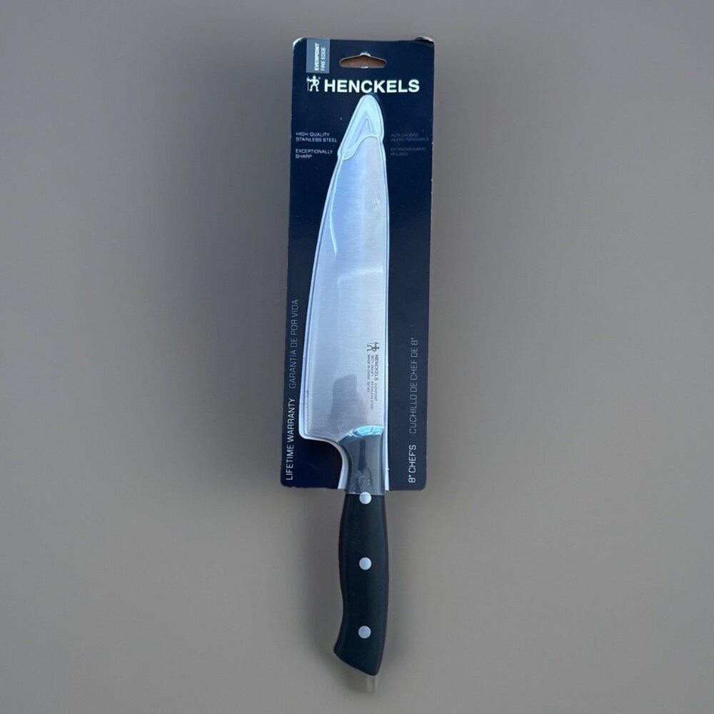 NWT Henckels Everpoint 8-in Triple Rivet Stainless Steel Chef Knife Fine Edge